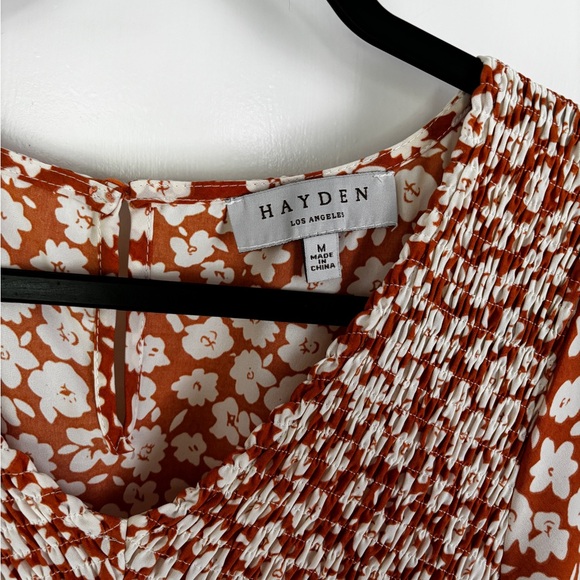 Peach Floral Tiered Maternity Midi Dress - Picture 3 of 3